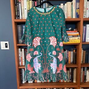 Sheridan French Green and Pink Summer Dress with Tiger Print